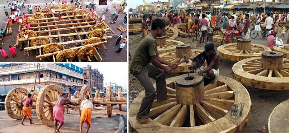The making of the chariots; Image Source: Punjab Kesari